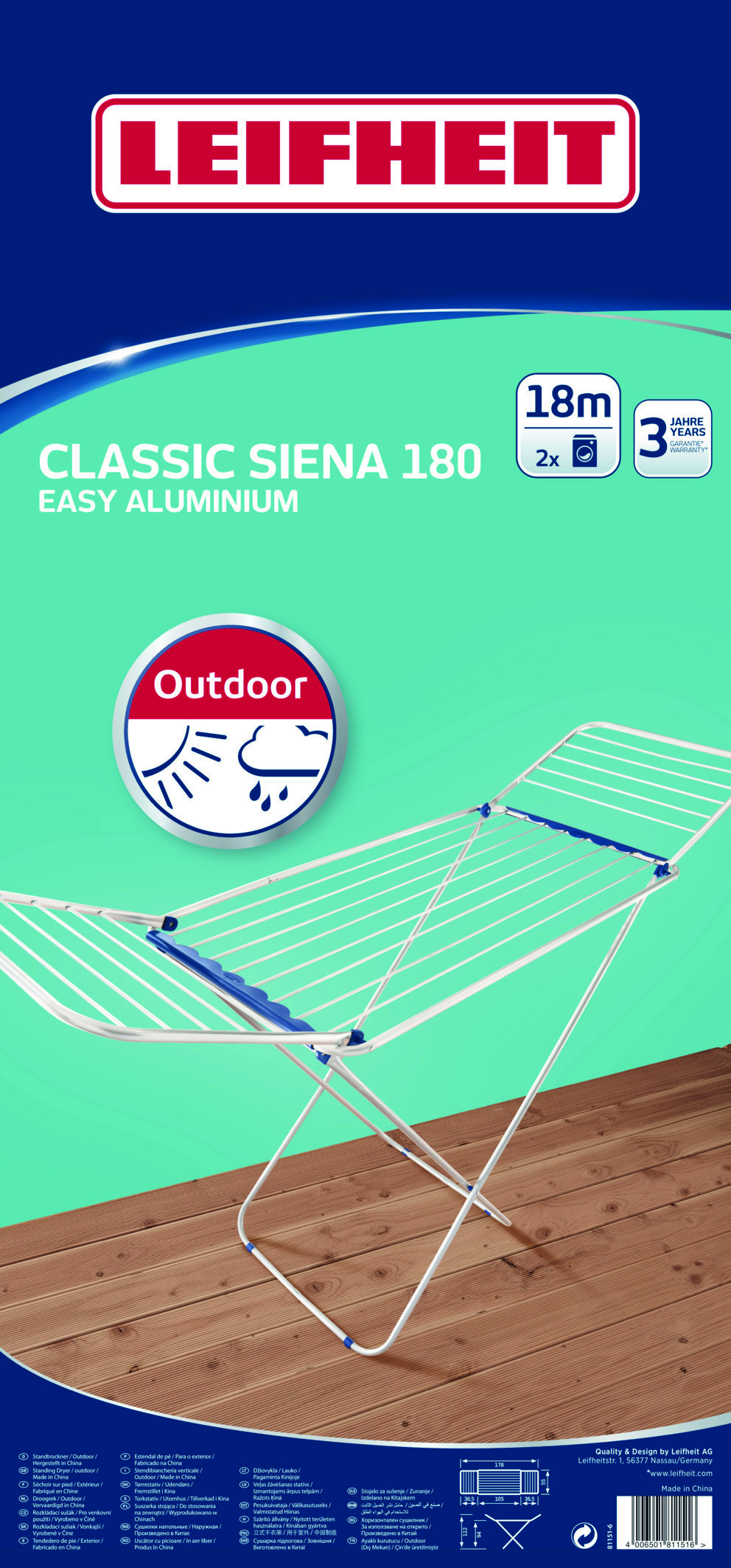 prádlo sušák | Easy Siena na 81151 Aluminium Leifheit Classic leifheit 180
